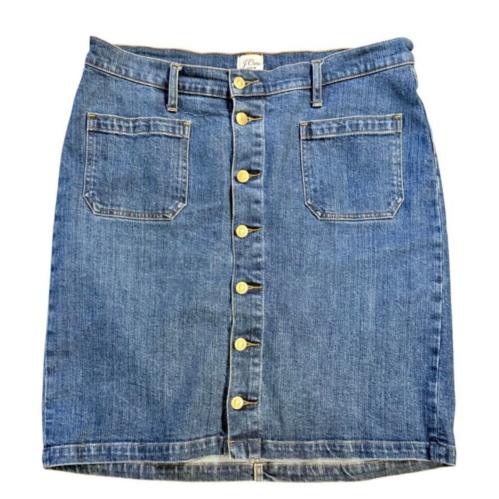 J. Crew Reimagined Denim Skirt Button Front Sz. 32 Western Boho